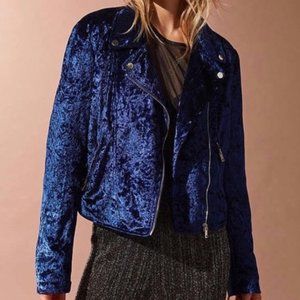 SILENCE + NOISE Crushed Velvet Moto Jacket Sz M